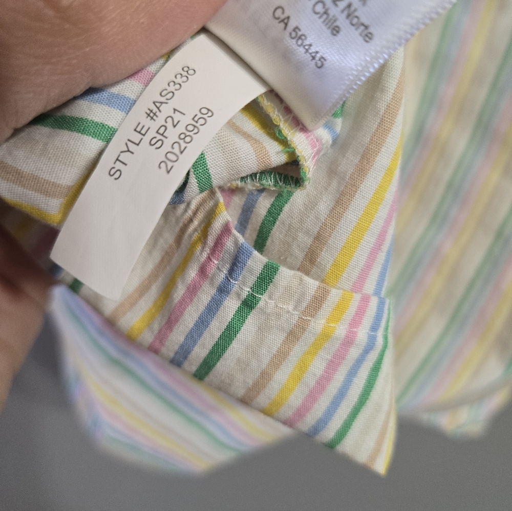 J Crew Factory Multi Color Pinstripe Ruffle Blouse Size 18 - Picture 14 of 15
